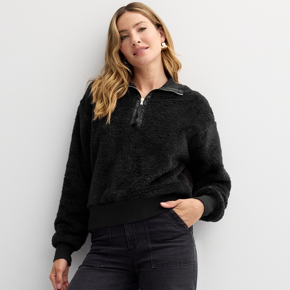 Women’s Sonoma cozy quarter zip pullover. Shade: Black. Size: Small. NWT.